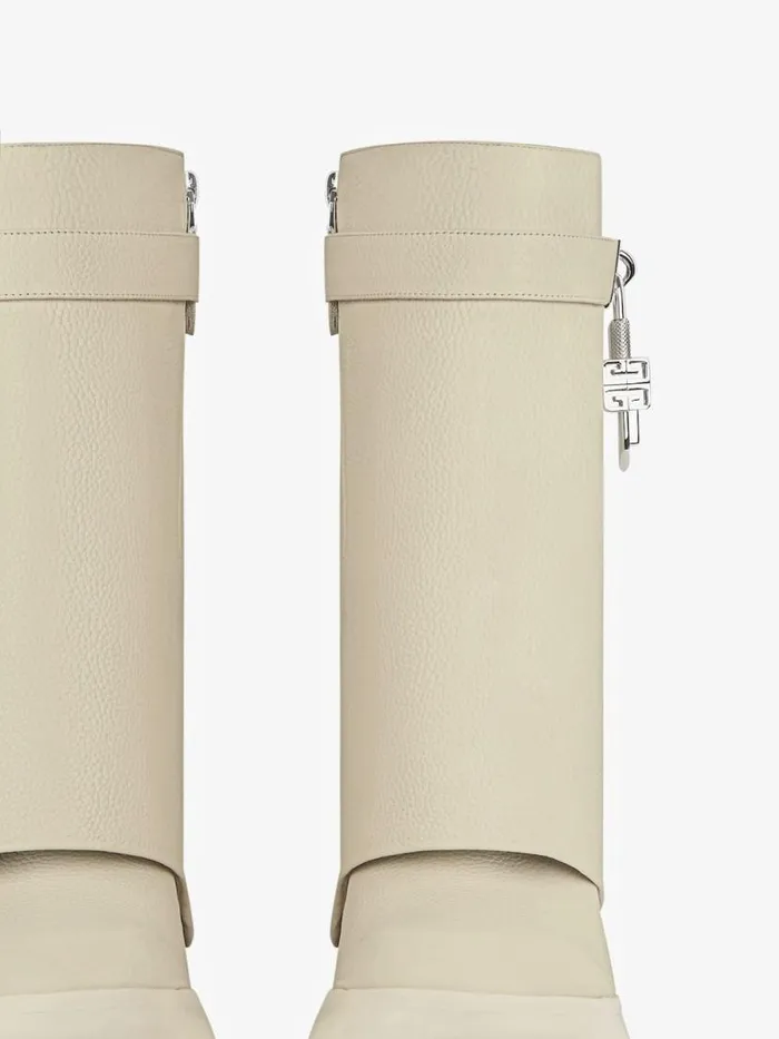 Women Shark Lock Givenchy Shark Lock Biker Ankle Boots In Grained Leather Beige Women Shark Lock Givenchy Shark Lock Biker Ankle Boots In Grained Leather Beige