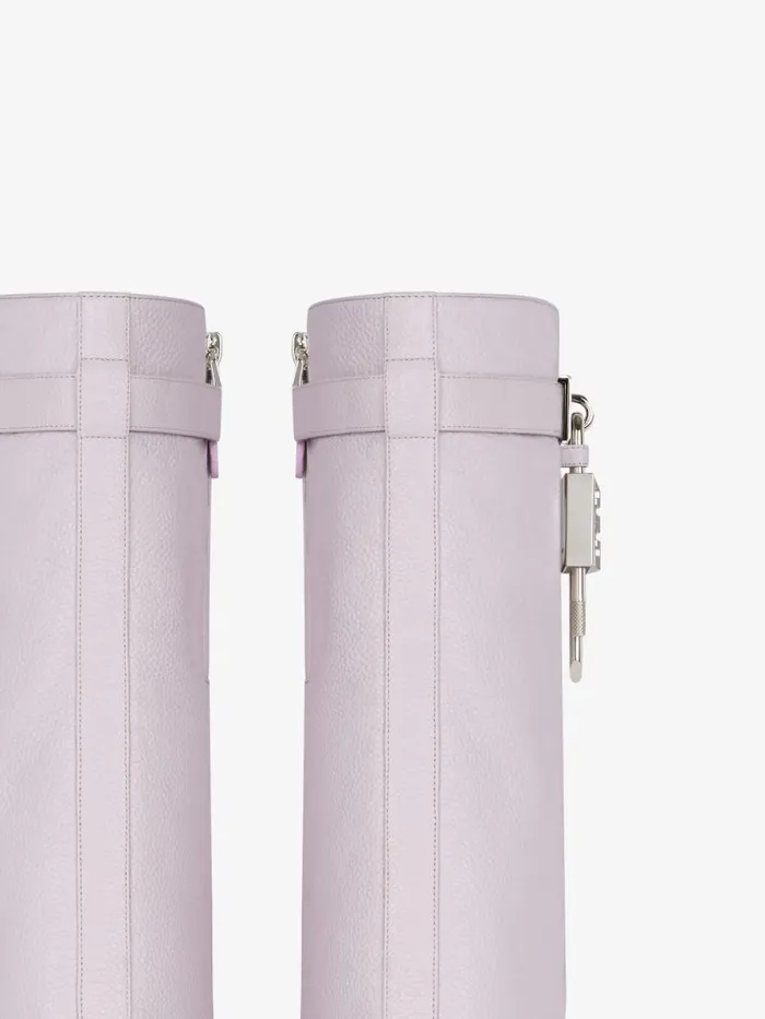 Women Shark Lock Givenchy Shark Lock Biker Ankle Boots In Grained Leather Soft Lilac Women Shark Lock Givenchy Shark Lock Biker Ankle Boots In Grained Leather Soft Lilac
