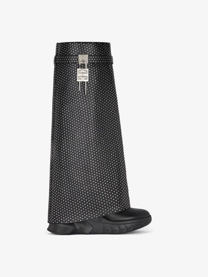 Women Shark Lock Givenchy Shark Lock Biker Boots In Grained Leather With Studs Black Women Shark Lock Givenchy Shark Lock Biker Boots In Grained Leather With Studs Black