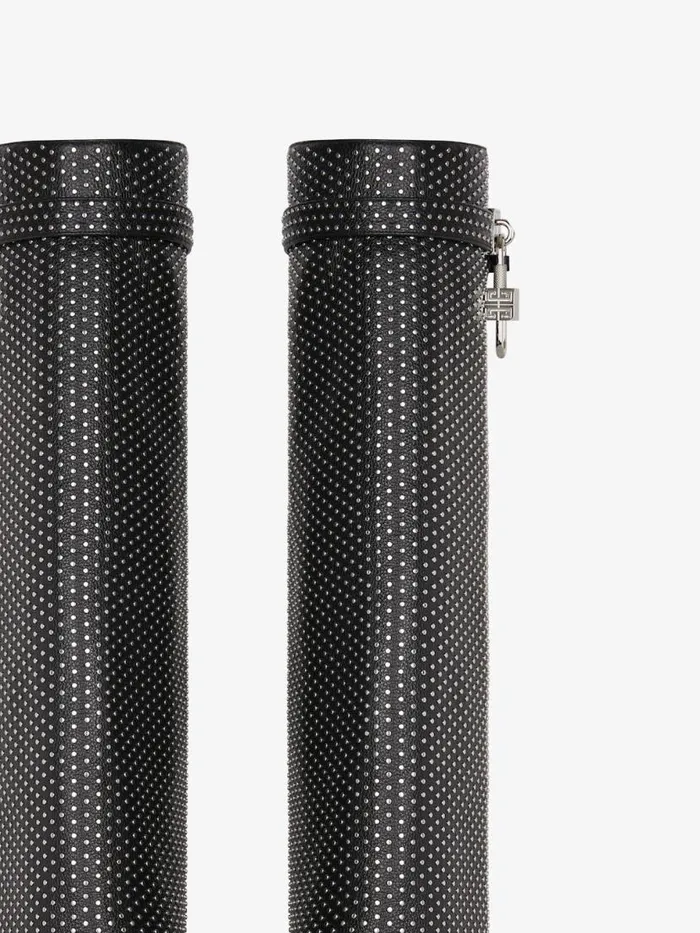 Women Shark Lock Givenchy Shark Lock Biker Boots In Grained Leather With Studs Black