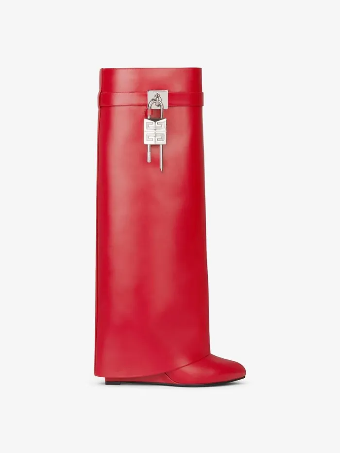 Women Shark Lock Givenchy Shark Lock Boots In Leather Red