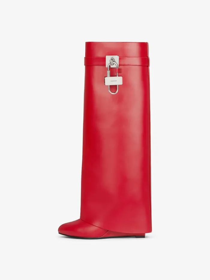 Women Shark Lock Givenchy Shark Lock Boots In Leather Red Women Shark Lock Givenchy Shark Lock Boots In Leather Red