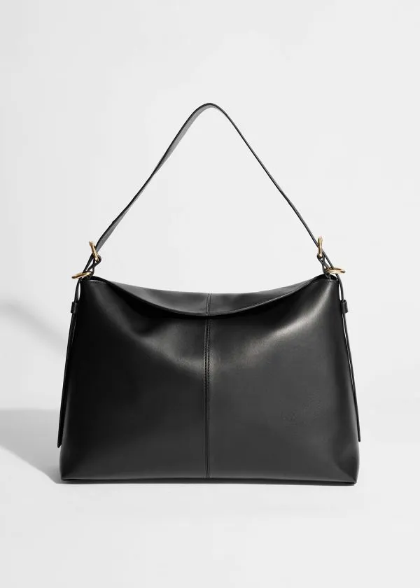 Women Shoulder Bags and Other Stories Large Leather Shoulder Bag Black