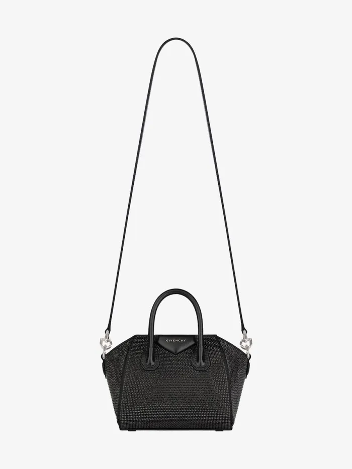 Women Shoulder Bags Givenchy Antigona Toy Bag In Satin With Strass Black