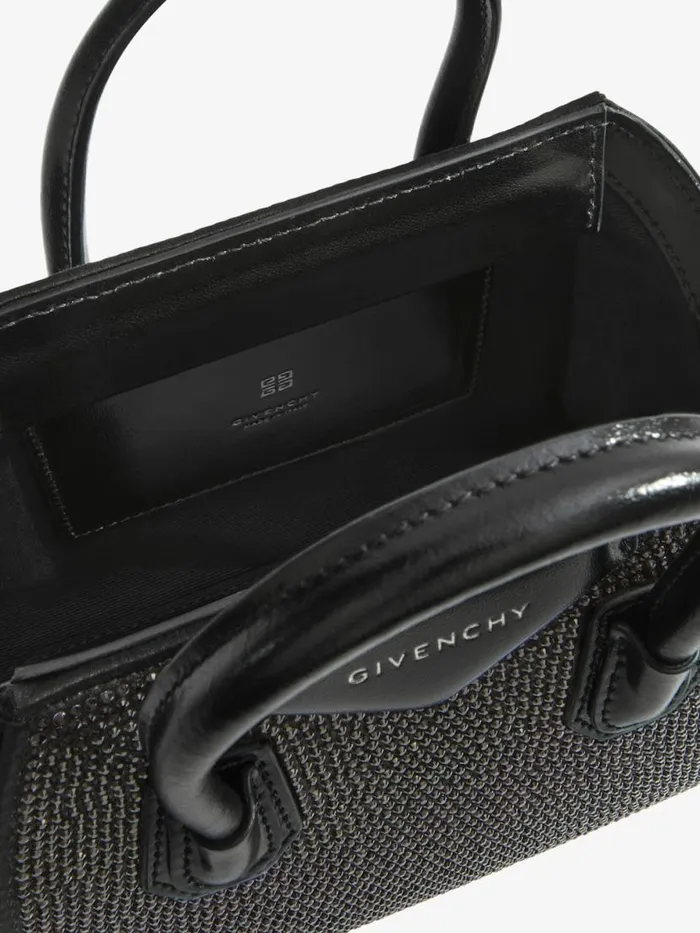 Women Shoulder Bags Givenchy Antigona Toy Bag In Satin With Strass Black