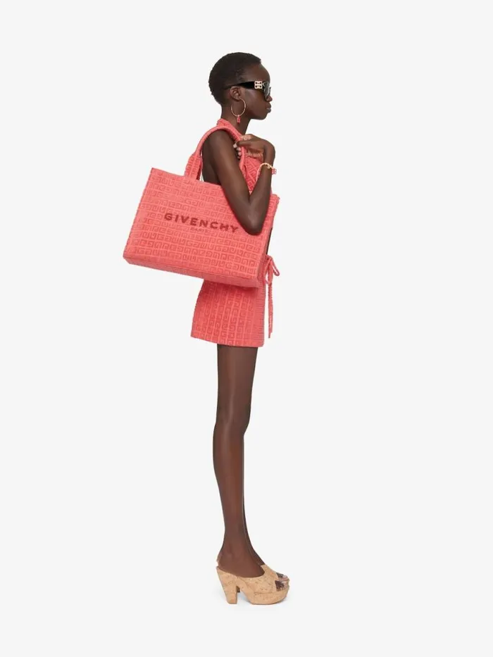 Women Shoulder Bags Givenchy Medium GTote Bag In 4G Cotton Towelling Coral
