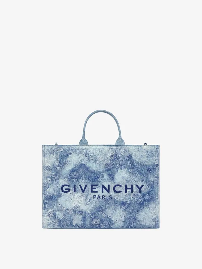 Women Shoulder Bags Givenchy Medium GTote Bag In Washed Embroidered Denim Medium Blue