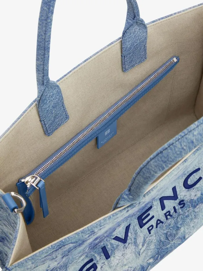 Women Shoulder Bags Givenchy Medium GTote Bag In Washed Embroidered Denim Medium Blue Women Shoulder Bags Givenchy Medium GTote Bag In Washed Embroidered Denim Medium Blue