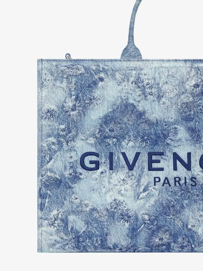 Women Shoulder Bags Givenchy Medium GTote Bag In Washed Embroidered Denim Medium Blue Women Shoulder Bags Givenchy Medium GTote Bag In Washed Embroidered Denim Medium Blue