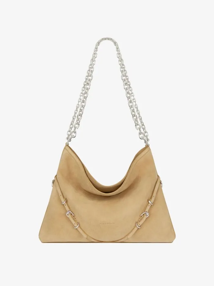 Women Shoulder Bags Givenchy Medium Voyou Chain Bag In Suede Hazel