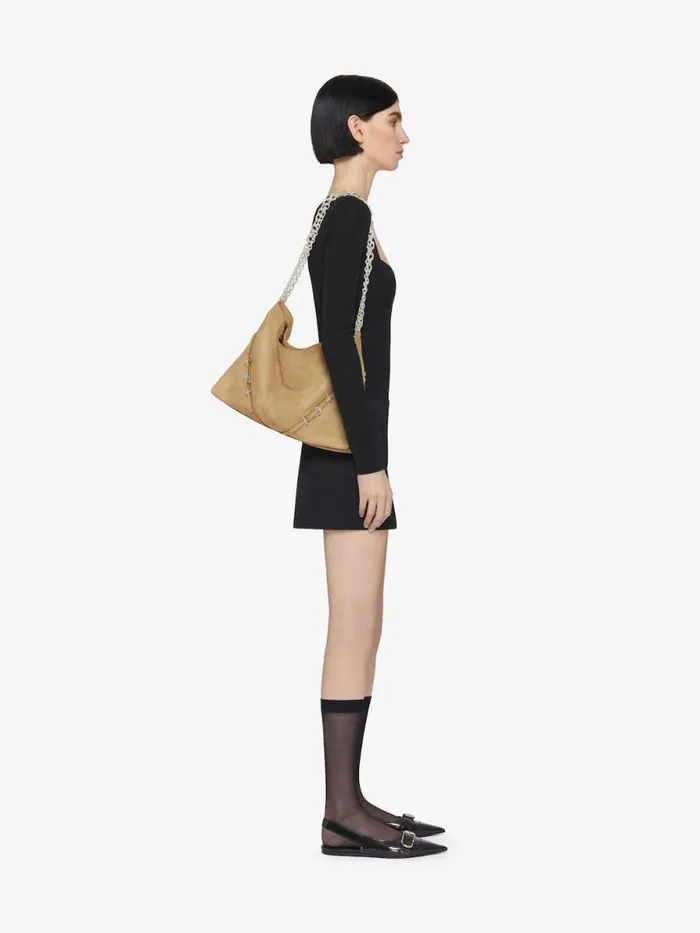 Women Shoulder Bags Givenchy Medium Voyou Chain Bag In Suede Hazel Women Shoulder Bags Givenchy Medium Voyou Chain Bag In Suede Hazel