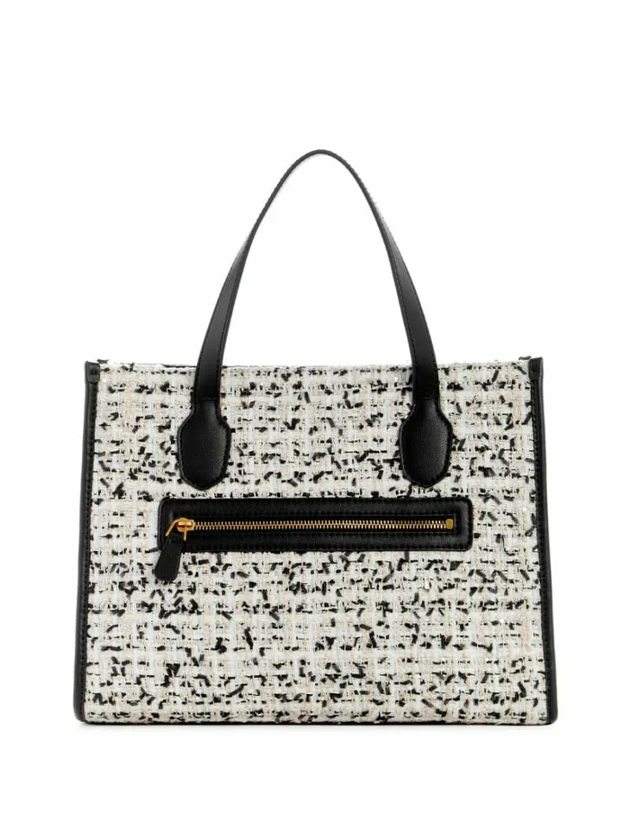 Women Silvana Tweed Tote Cream Multi Handbags GUESS Women Silvana Tweed Tote Cream Multi Handbags GUESS