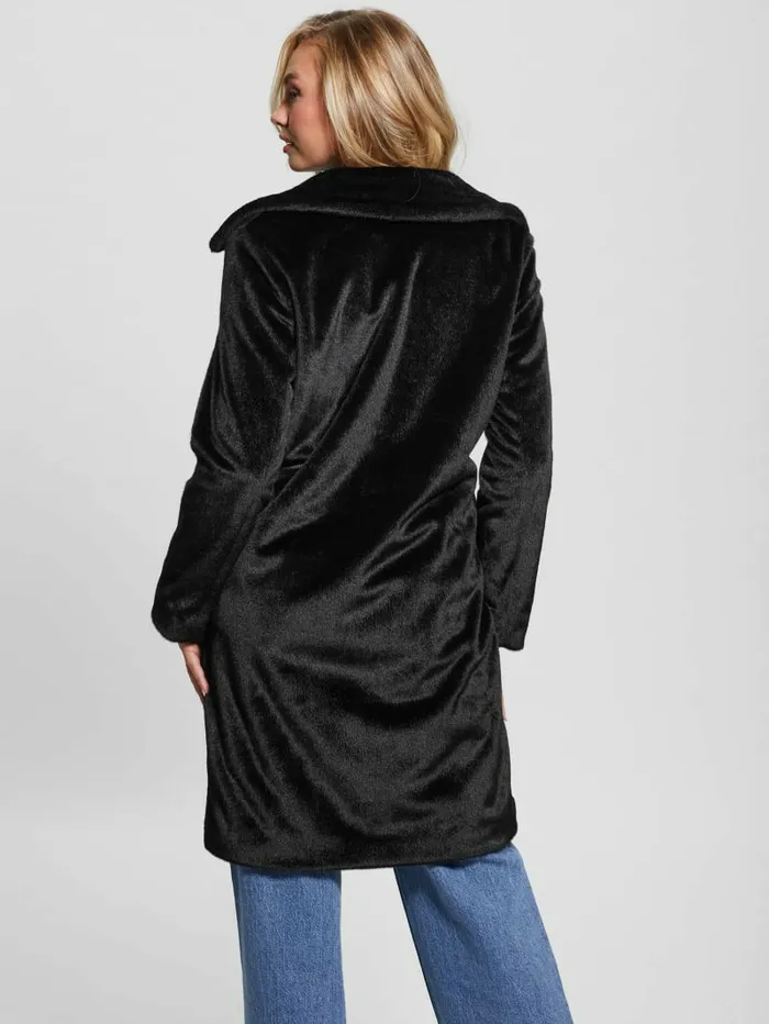 Women Simmone FauxFur Coat Black Jackets and Coats GUESS