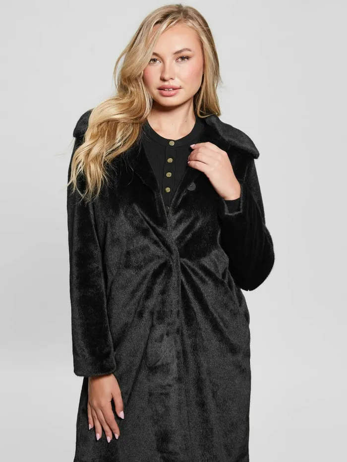 Women Simmone FauxFur Coat Black Jackets and Coats GUESS