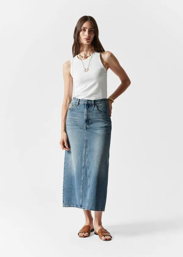 Women Skirts and Other Stories Denim Midi Skirt Mid Blue