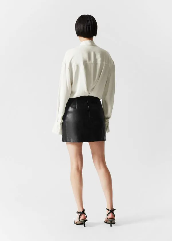 Women Skirts and Other Stories RawEdge Leather Mini Skirt Black