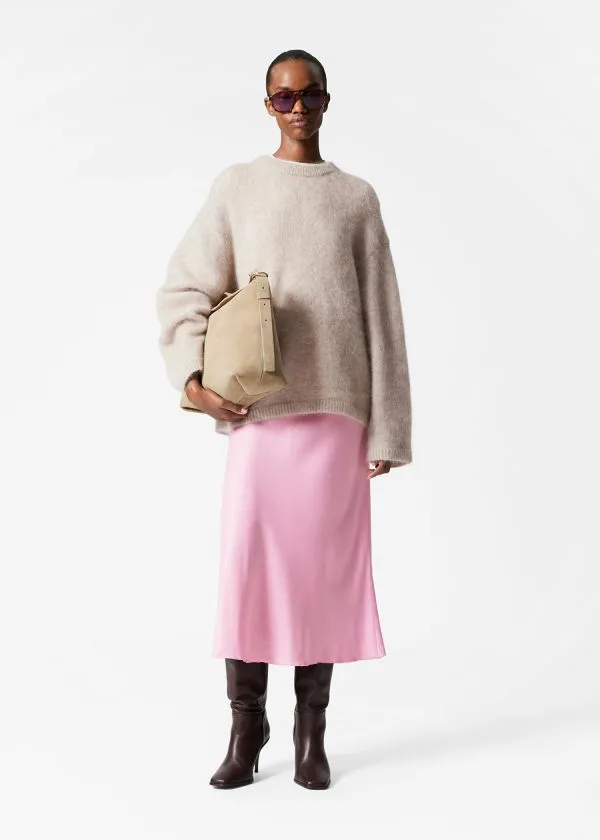 Women Skirts and Other Stories Satin Midi Skirt Pink