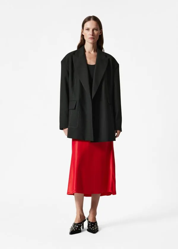 Women Skirts and Other Stories Satin Midi Skirt Red