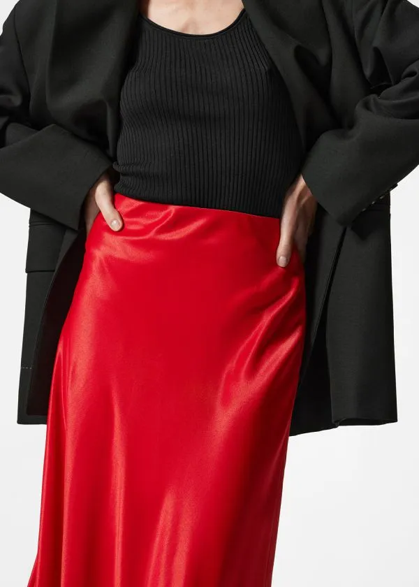 Women Skirts and Other Stories Satin Midi Skirt Red