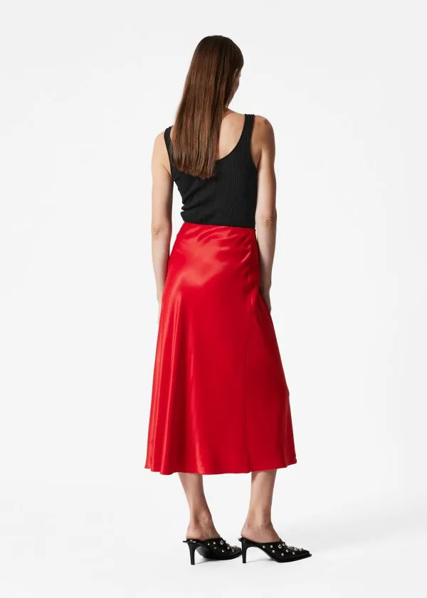 Women Skirts and Other Stories Satin Midi Skirt Red
