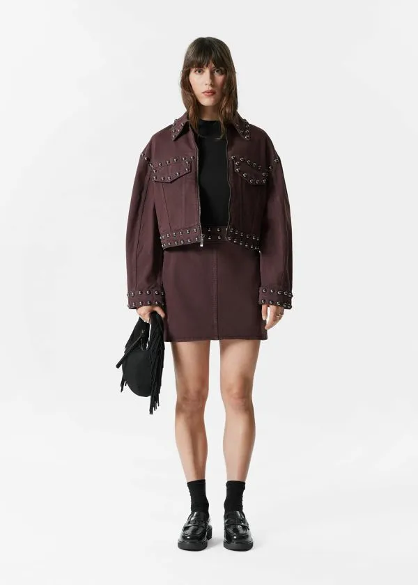 Women Skirts and Other Stories Studded Mini Skirt Dark Brown