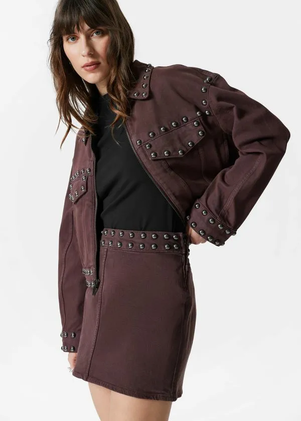 Women Skirts and Other Stories Studded Mini Skirt Dark Brown