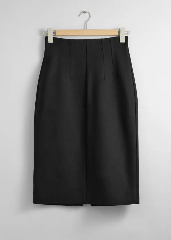 Women Skirts and Other Stories Tailored Pencil Midi Skirt Black