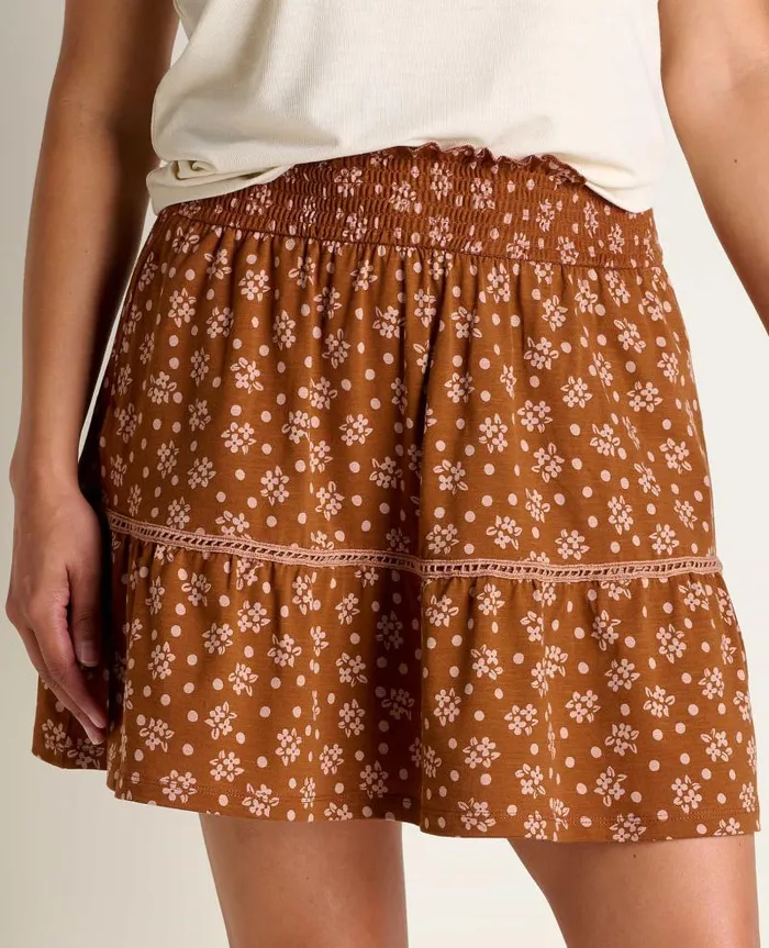 Women Skirts and Skorts Toad and Co Marigold Ruffle Skirt Fawn Polka Dot Print