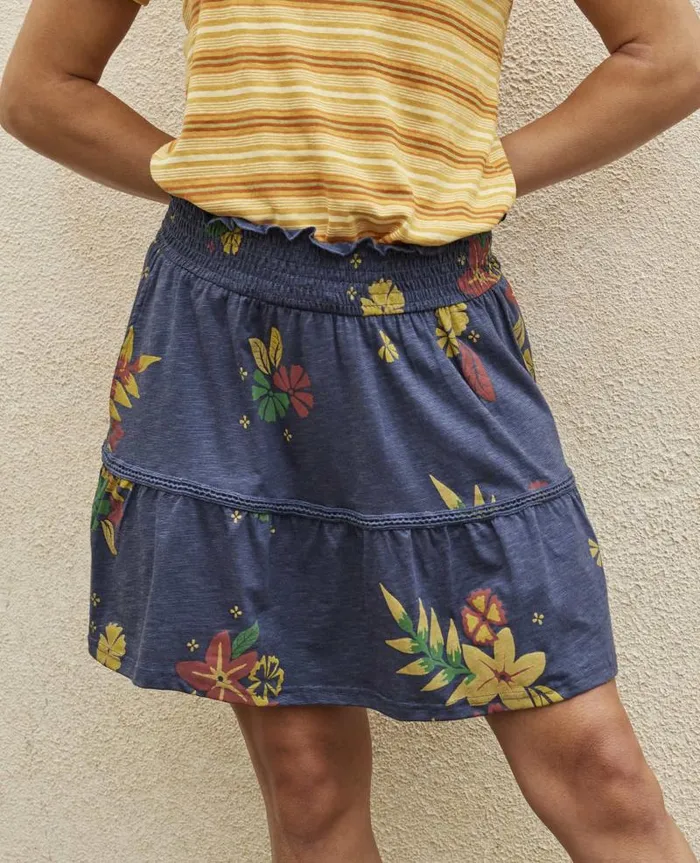 Women Skirts and Skorts Toad and Co Marigold Ruffle Skirt True Navy Lg Floral Print