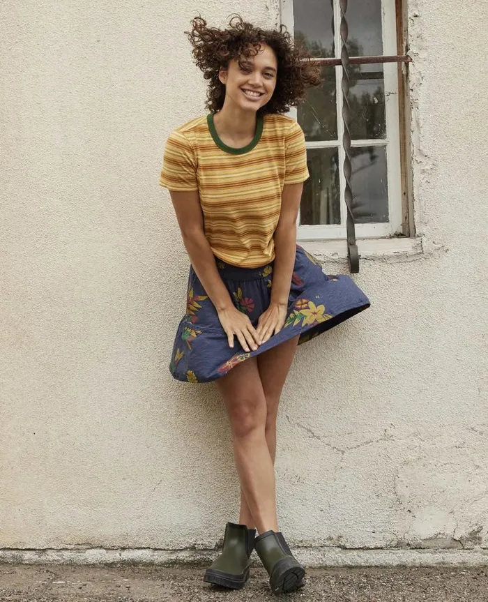 Women Skirts and Skorts Toad and Co Marigold Ruffle Skirt True Navy Lg Floral Print