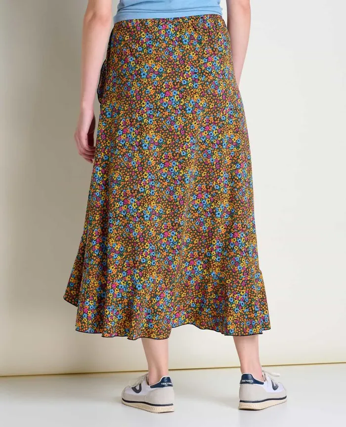 Women Skirts and Skorts Toad and Co Sunkissed Wrap Skirt Black Micro Floral Print