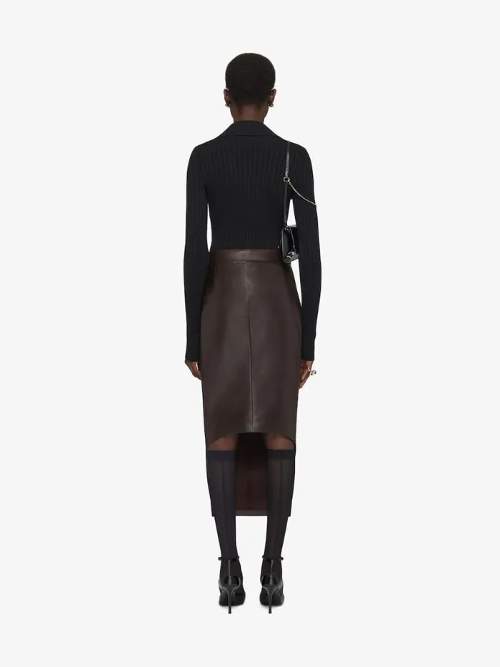 Women Skirts Givenchy Asymmetric Printed Skirt In Leather Dark Brown