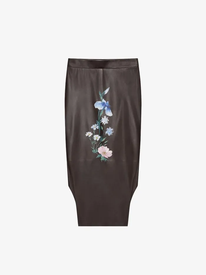 Women Skirts Givenchy Asymmetric Printed Skirt In Leather Dark Brown