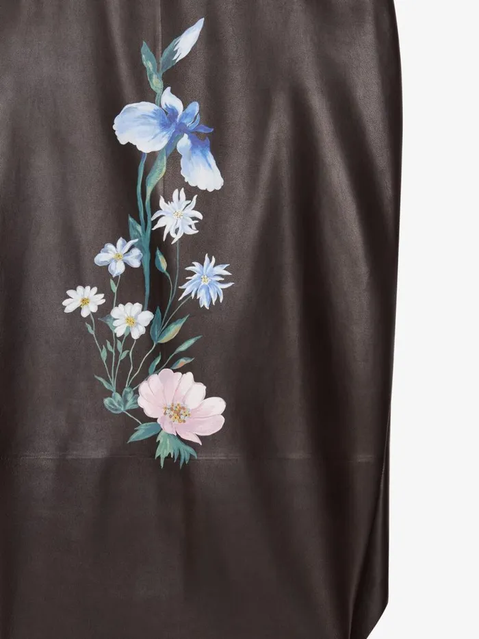 Women Skirts Givenchy Asymmetric Printed Skirt In Leather Dark Brown