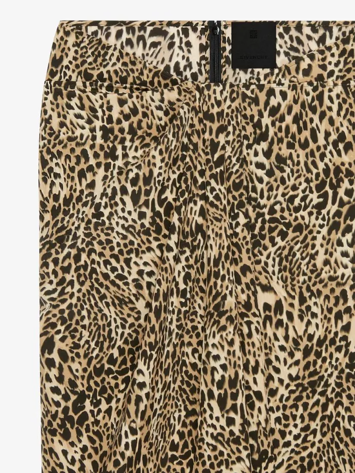 Women Skirts Givenchy Draped Skirt In Silk With Leopard Print Beigeblack