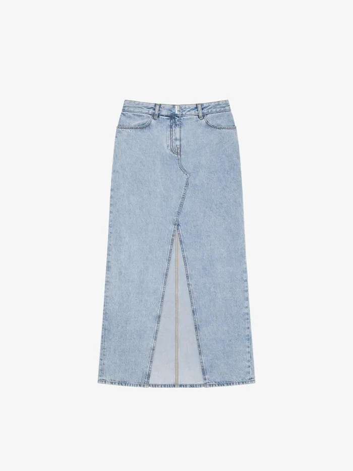 Women Skirts Givenchy Skirt In Denim With Slit Light Blue