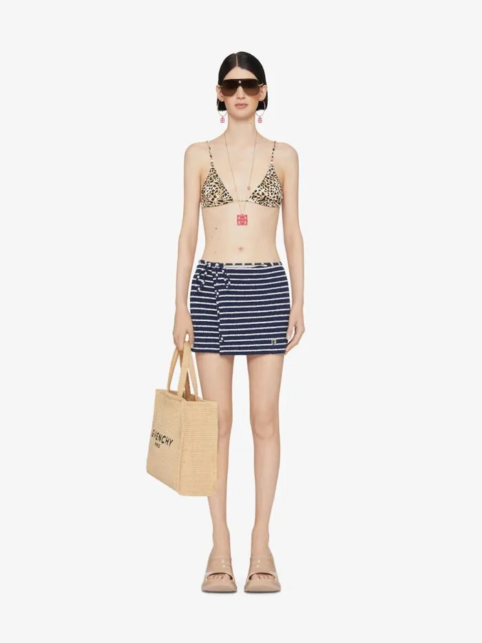 Women Skirts Givenchy Striped Mini Skirt In Cotton Towelling With 4G Detail Navynatural
