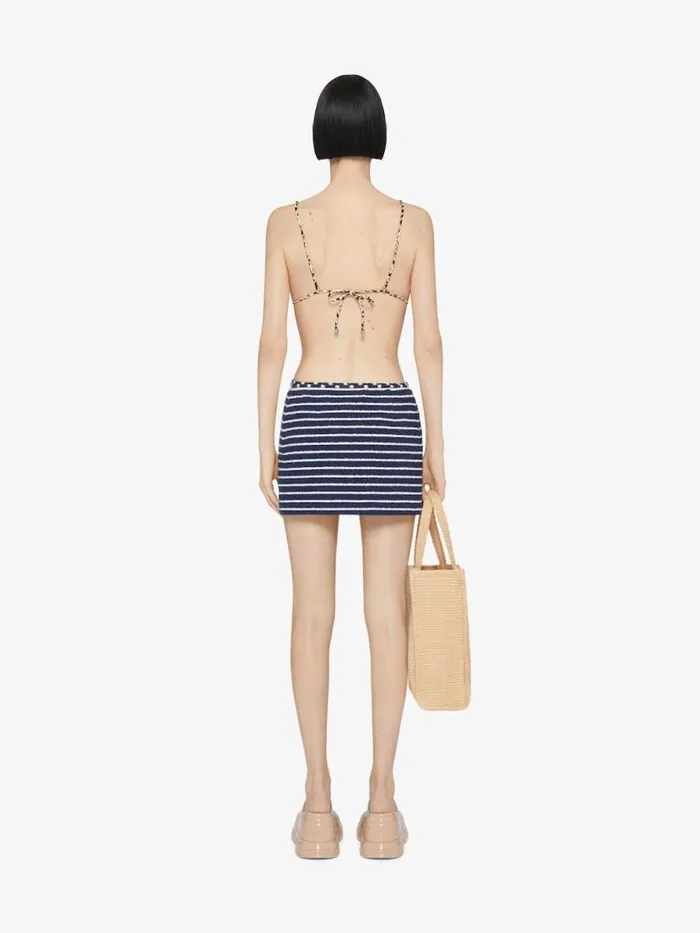 Women Skirts Givenchy Striped Mini Skirt In Cotton Towelling With 4G Detail Navynatural