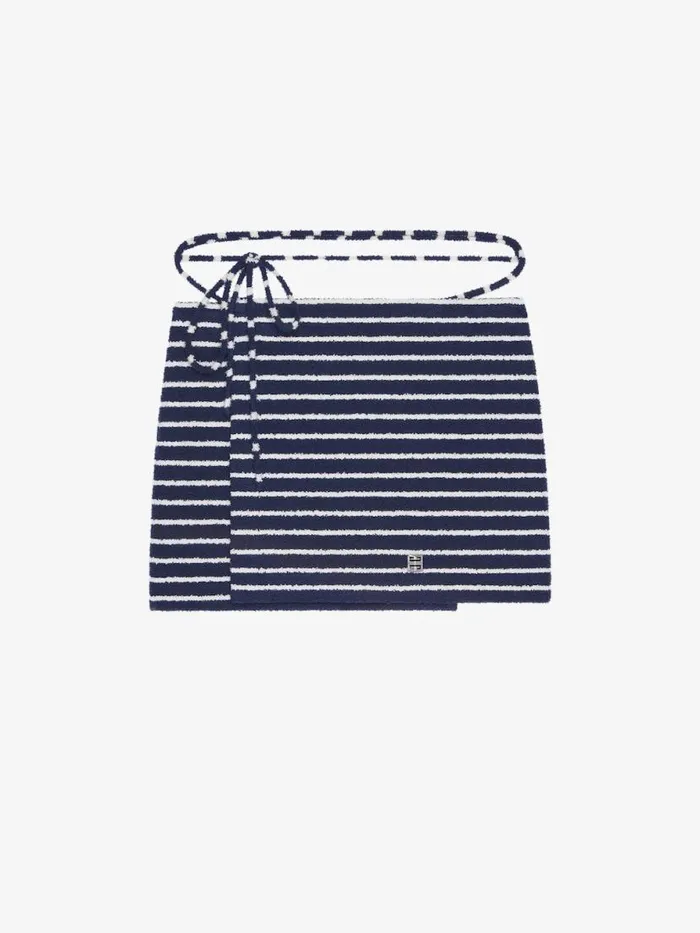 Women Skirts Givenchy Striped Mini Skirt In Cotton Towelling With 4G Detail Navynatural