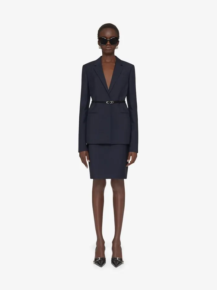 Women Skirts Givenchy Voyou Skirt In Wool And Mohair Night Blue