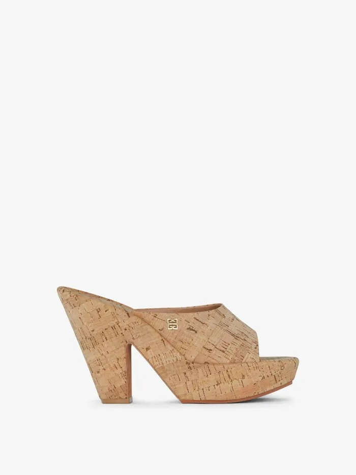 Women Slides and Sandals Givenchy 4G Doll Mules In Cork Natural