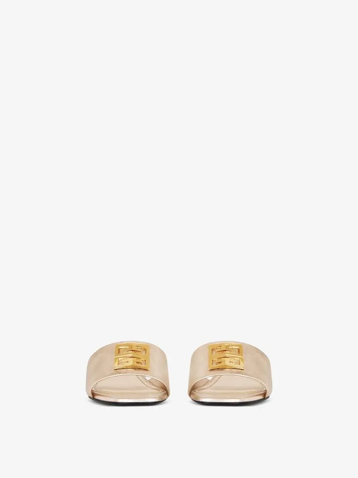 Women Slides and Sandals Givenchy 4G Mules In Laminated Leather Dusty Golden Women Slides and Sandals Givenchy 4G Mules In Laminated Leather Dusty Golden