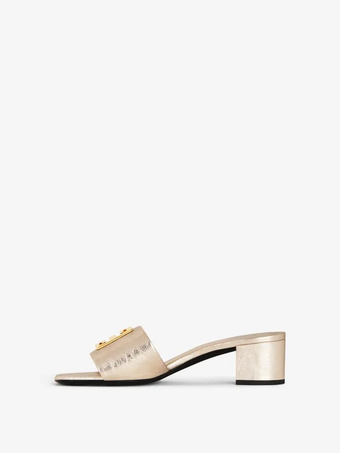Women Slides and Sandals Givenchy 4G Mules In Laminated Leather Dusty Golden Women Slides and Sandals Givenchy 4G Mules In Laminated Leather Dusty Golden