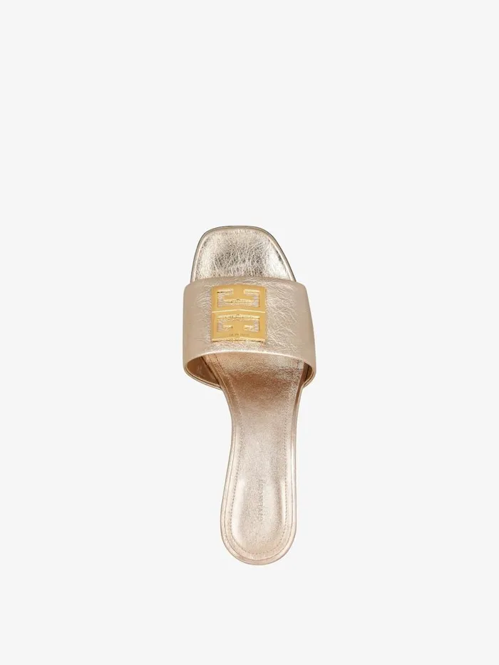Women Slides and Sandals Givenchy 4G Mules In Laminated Leather Dusty Golden Women Slides and Sandals Givenchy 4G Mules In Laminated Leather Dusty Golden