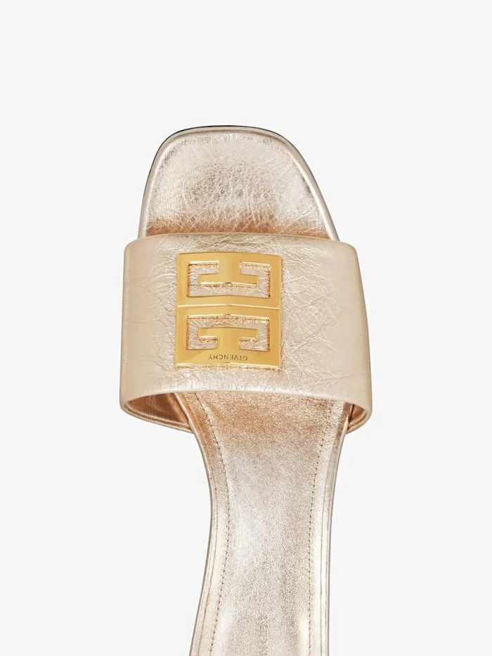 Women Slides and Sandals Givenchy 4G Mules In Laminated Leather Dusty Golden Women Slides and Sandals Givenchy 4G Mules In Laminated Leather Dusty Golden