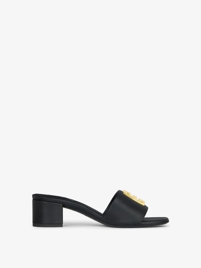 Women Slides and Sandals Givenchy 4G Mules In Leather Black