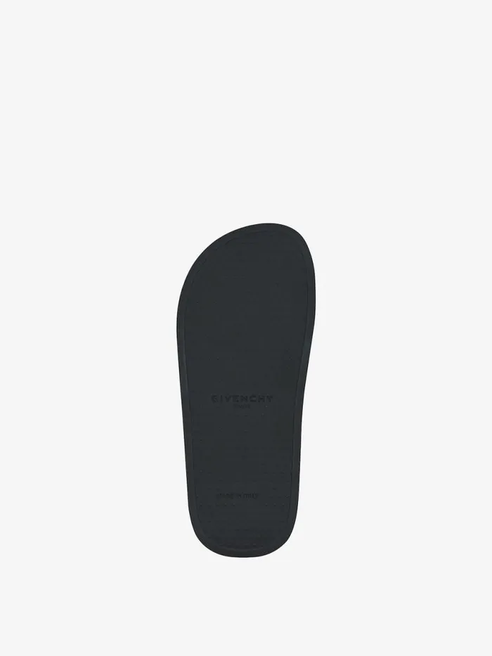Women Slides and Sandals Givenchy Slide Flat Sandals In Raffia Blacknatural