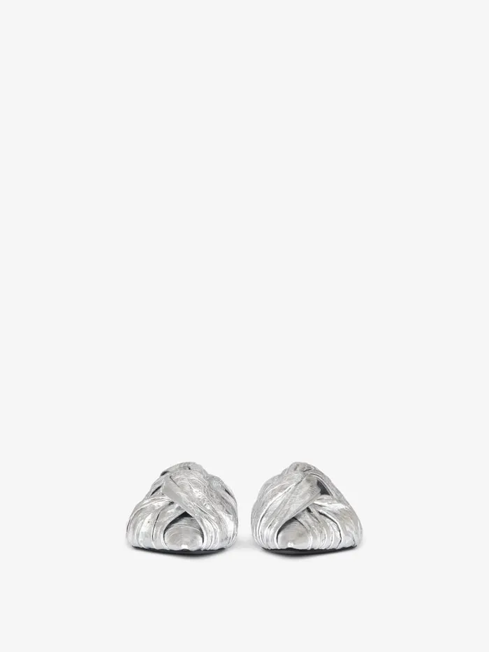 Women Slides and Sandals Givenchy Twist Flat Mules In Laminated Leather Silvery Women Slides and Sandals Givenchy Twist Flat Mules In Laminated Leather Silvery