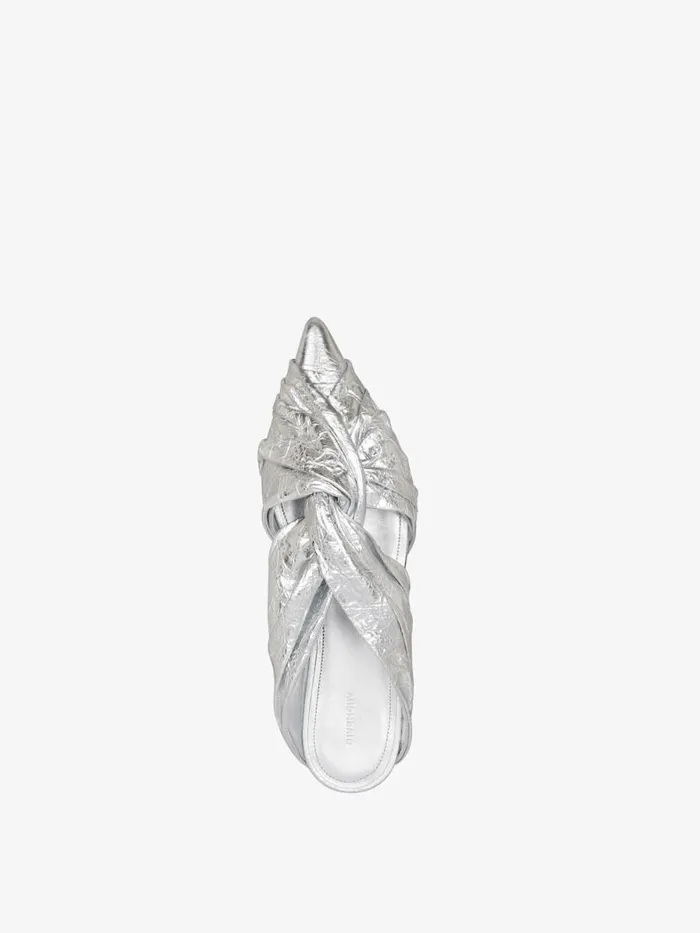 Women Slides and Sandals Givenchy Twist Flat Mules In Laminated Leather Silvery Women Slides and Sandals Givenchy Twist Flat Mules In Laminated Leather Silvery