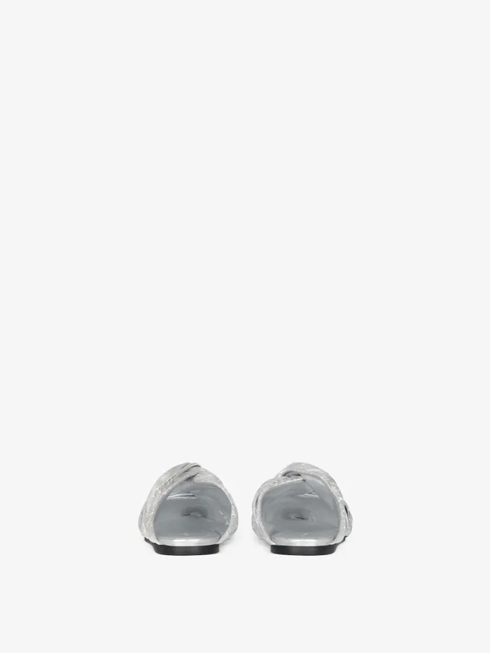 Women Slides and Sandals Givenchy Twist Flat Mules In Laminated Leather Silvery Women Slides and Sandals Givenchy Twist Flat Mules In Laminated Leather Silvery